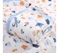 Hivia Couverture Bébé 110x110cm 100% Coton 6 Plis - Océan | Tissu gaze 100% coton 6 plis.pour l'emmaillotage, le berceau et la poussette. Parfait pour nouveau-nés et bébés de tous âges