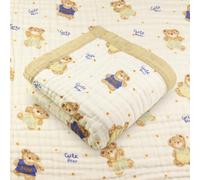 Hivia Couverture Bébé Beige 6 Couches,110 * 105CM Lange Bebe Coton,Couverture Bebe Naissance Cadeaux pour Les Nouveaux-nés|Ours en Peluche