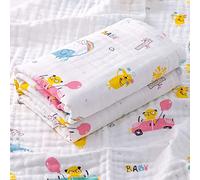 Hivia Couverture Bébé Mousseline 6 Couches, Lange Coton Unisexe, Couverture d'Emmaillotage Super Douce, 110x110 CM (Éléphant Arc-en-Ciel)