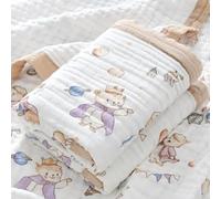 Hivia Couverture Bebe Naissance,110 * 110cm Couette en Coton pour Bébé,Couverture Mousseline Plaid Gaze de Coton,des Cadeau Naissance Doux et Confortables|Ourson Prince