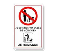 Hivia Panneau Interdiction Crotte de Chien 30x20cm -“Je Suis Responsable de Mon Chien Je Ramasse”- Plaque Aluminium Réfléchissant - Signalétique Propreté Canine Extérieure