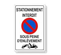 Hivia Panneau Interdiction Stationner 30x20 cm - Sous Peine d'Amende - Alu | Aluminium, Haute visibilité jour et nuit. Résistant aux UV et à la rouille. Pour fourrière, garage et entrée privée.