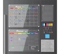 Hivillexun Ensemble de Tableaux Magnétiques en Acrylique (3-Pack) - Restez Organisé sur Votre Réfrigérateur, Mur, et Frigo avec Calendriers Mensuel, Hebdomadaire et Bloc-Notes Quotidien