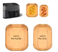 Hivio Lot de 120 papiers sulfurisés pour Philips Airfryer Dual Basket 3000/5000 Series 9L/Dual Easy Fry & Grill 5,2/3,1 L, accessoire pour Cecotec 5,5/3,5 L, Moulinex 8,3 l
