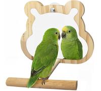 Hivovannn Miroir à oiseaux en bois avec perchoir pour cage, perruche, perruche, TOS, accessoires de cage à oiseaux pour perroquets, calopsittes, conures, inséparables, pinsons, canaris
