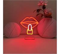 Hivvaor Décor de néons Lèvres rouges pour enseigne lumineuse au néon, décoration de magasin, studio, fête d'anniversaire, 25 cm x 26