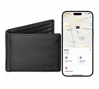 HiWe Portefeuille pour homme avec tracker intégré Find My Tracker rechargeable, portefeuille en cuir véritable à deux volets, blocage RFID, fin, rechargeable, uniquement pour iPhone, pas pour Android,