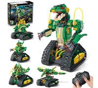 HiWEEGO Jouet de Construction Dinosaure télécommandé avec lumière, kit de Construction 5 en 1, 877 pièces, Robot Dinosaure Rechargeable, à partir de 8 Ans