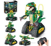HiWEEGO RC Dinosaur Building Toy avec lumière, kit de Construction 5 en 1, 877 pièces, Jouets Dinosaures Rechargeables, Cadeau d'anniversaire ou de Noël pour Enfants de 8 à 12 Ans et Plus