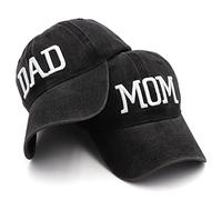 Hiwelove Chapeaux de fête des pères pour maman et papa - Chapeau brodé réglable - Cadeau pour les couples et les parents, Chapeau Maman Noir et Chapeau Papa Noir, Taille unique