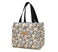 hiwhale Ours de mode imprimé polyvalent grande capacité sac à main travailleur de bureau déjeuner Bento sac fourre-tout