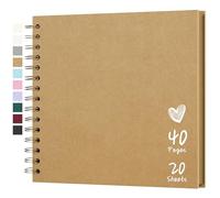 Hiwhy Album de Scrapbooking 20,5 x 20,5 cm Avec Papier Kraft à Couverture Rigide, Album Photo de 20 Feuilles, Album Mémoire pour Famille, Mariage