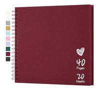 Hiwhy Album de Scrapbooking 25,5 x 25,5 cm Avec Papier Kraft à Couverture Rigide, Album Photo de 20 Feuilles, Album Mémoire pour Famille, Mariage