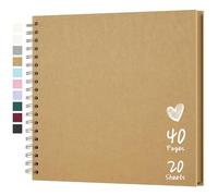 Hiwhy Album de Scrapbooking 25,5 x 25,5 cm Avec Papier Kraft à Couverture Rigide, Album Photo de 20 Feuilles, Album Mémoire pour Famille, Mariage