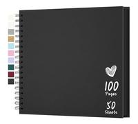 Hiwhy Album de Scrapbooking 25,5 x 25,5 cm Avec Papier Kraft à Couverture Rigide, Album Photo de 50 Feuilles, Album Mémoire pour Famille, Mariage