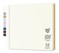 Hiwhy Album de Scrapbooking 25,5 x 25,5 cm Avec Papier Kraft à Couverture Rigide, Album Photo de 50 Feuilles, Album Mémoire pour Famille, Mariage