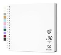 Hiwhy Album de Scrapbooking 25,5 x 25,5 cm Avec Papier Kraft à Couverture Rigide, Album Photo de 50 Feuilles, Album Mémoire pour Famille, Mariage