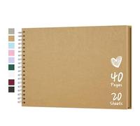 Hiwhy Album de Scrapbooking 28 x 20,5 cm Avec Papier Kraft à Couverture Rigide, Album Photo de 20 Feuilles, Album Mémoire pour Famille, Mariage