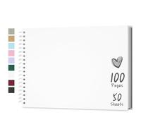 Hiwhy Album de Scrapbooking 28 x 20,5 cm Avec Papier Kraft à Couverture Rigide, Album Photo de 50 Feuilles, Album Mémoire pour Famille, Mariage