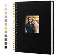 Hiwhy Album photo Scrapbook avec couverture en lin, 20,5 x 28 cm, couverture rigide, pages blanches en papier kraft, livre de souvenirs, pour voyage, mariage, livre d'or, Noël (40 feuilles/80 pages)