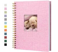 Hiwhy Album photo Scrapbook avec couverture en lin, 20,5 x 28 cm, couverture rigide, pages blanches en papier kraft, livre de souvenirs, pour voyage, mariage, livre d'or, Noël (20 feuilles/40 pages)