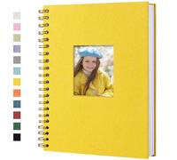Hiwhy Album photo Scrapbook avec couverture en lin, 20,5 x 28 cm, couverture rigide, pages blanches en papier kraft, livre de souvenirs, pour voyage, mariage, livre d'or, Noël (40 feuilles/80 pages)