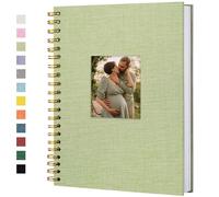Hiwhy Album photo Scrapbook avec couverture en lin, 20,5 x 28 cm, couverture rigide, pages blanches en papier kraft, livre de souvenirs, pour voyage, mariage, livre d'or, Noël (40 feuilles/80 pages)