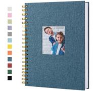 Hiwhy Album photo Scrapbook avec couverture en lin, 20,5 x 28 cm, couverture rigide, pages blanches en papier kraft, livre de souvenirs, pour voyage, mariage, livre d'or, Noël (40 feuilles/80 pages)