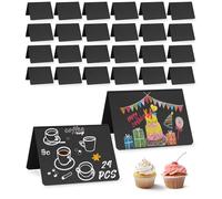 Hixava Mini Tableau Noir 24 Pièces Panneau D'affichage Forme de V Petit Tableau Noir Petite Ardoise 10 × 7,5 cm pour Mariages Fêtes Décorations de Table et Price Tag