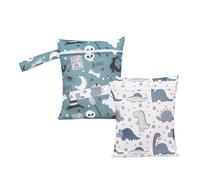 Hixingo 2 Packs Sac à Couches Lavables, Réutilisable Sac à Maillot Mouillé 18 * 25cm Organiseur Pochette Couche, Imperméable Eclair Wetbag de Voyage pour Les Plage Piscine (Monstre,18x25cm)