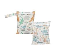Hixingo 2 Packs Sac à Couches Lavables, Réutilisable Sac à Maillot Mouillé 18 * 25cm Organiseur Pochette Couche, Imperméable Eclair Wetbag de Voyage pour Les Plage Piscine (Girafe,18x25cm)