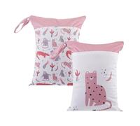 Hixingo 2 Packs Sac à Couches Lavables, Réutilisable Sac à Maillot Mouillé 30x40cm Organiseur Pochette Couche, Imperméable Eclair Wetbag de Voyage pour Les Plage Piscine (Chat)