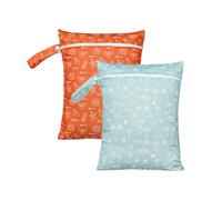 Hixingo 2 Pièces 26x36cm Sac à Couches, Réutilisable Sac à Maillot Mouillé Étanche Organiseur Pochette Couche Lavable, Eclair Wetbag de Voyage avec Fermeture Eclair (Bleu + Orange)