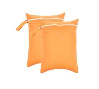 Hixingo 2 Pièces Couleur Unie Sac à Couches, Réutilisable Sac à Maillot Mouillé Étanche Organiseur Pochette Couche Lavable, Eclair Wetbag de Voyage avec Fermeture Eclair (Orange)
