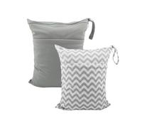 Hixingo 2 Pièces Sac à Couches Lavables, Réutilisable Sac à Maillot Mouillé Organiseur Pochette Couche Lavable, Imperméable Eclair Wetbag de Voyage pour Les Plage Piscine (Style 2,30x36cm)