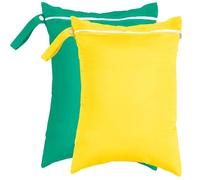 Hixingo 2 Pièces Sac à Couches, Réutilisable Sac à Maillot Mouillé Étanche Organiseur Pochette Couche Lavable, Eclair Wetbag de Voyage avec Fermeture Eclair (Jaune + Vert)