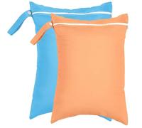 Hixingo 2 Pièces Sac à Couches, Réutilisable Sac à Maillot Mouillé Étanche Organiseur Pochette Couche Lavable, Eclair Wetbag de Voyage avec Fermeture Eclair (Bleu + Orange)