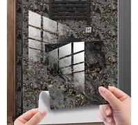 Hixingo 20 Pièces Carrelage Adhesif Mural Cuisine Salle de Bain Credence Adhesive pour Cuisine, Marbre Rétro Dalle Pvc Adhesive Murale Carrelage Autocollant (Gris foncé,20x20cm)