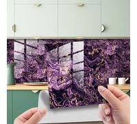 Hixingo 20 Pièces Carrelage Adhesif Mural Cuisine Salle de Bain Credence Adhesive pour Cuisine, Marbre Rétro Dalle Pvc Adhesive Murale Carrelage Autocollant (Violet,30x30cm)