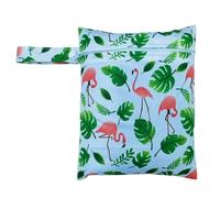 Hixingo 20x25cm Impression Sac à Couches, Réutilisable Sac à Maillot Mouillé Étanche Organiseur Pochette Couche Lavable, Eclair Wetbag de Voyage avec Fermeture Eclair (Flamant Rose,8 pièces)