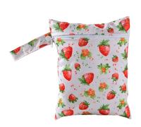 Hixingo 20x25cm Impression Sac à Couches, Réutilisable Sac à Maillot Mouillé Étanche Organiseur Pochette Couche Lavable, Eclair Wetbag de Voyage avec Fermeture Eclair (Fraise,2 pièces)