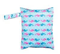 Hixingo 20x25cm Sac à Couches Lavables, Imprimé Animalier Réutilisable Sac à Maillot Mouillé Étanche Organiseur Pochette Couche Lavable, Imperméable Eclair Wetbag de Voyage (Baleine,4 pièces)