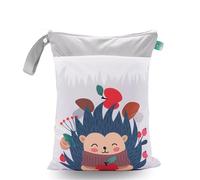 Hixingo 3/2/1 pc Motif Zoo Sac à Couches Lavables, Réutilisable Sac à Maillot Mouillé Étanche Organiseur Pochette Couche Lavable, Imperméable Eclair Wetbag de Voyage (Hérisson,3pc)