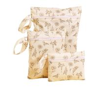 Hixingo 3 Packs Sac à Couches Lavables, Réutilisable Sac à Maillot Mouillé Organiseur Pochette Couche, Imperméable Eclair Wetbag de Voyage pour Les Plage Piscine (Style 8,26x36+20x25+18x14cm)
