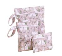 Hixingo 3 Pc Sac à Couches Lavables Multicolore, Réutilisable Sac à Maillot Mouillé Étanche Organiseur Pochette Couche Lavable, Imperméable Eclair Wetbag de Voyage pour Piscine (Rose,3PC)