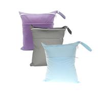 Hixingo 3 Pièces Sac à Couches Lavables, Réutilisable Sac à Maillot Mouillé Organiseur Pochette Couche Lavable, Imperméable Eclair Wetbag de Voyage pour Les Plage Piscine (Style 7,30x36cm)