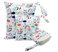 Hixingo 3 Pièces Sac à Couches Lavables, Réutilisable Sac à Maillot Mouillé Organiseur Pochette Couche Lavable, Imperméable Eclair Wetbag de Voyage pour Les Plage Piscine (Panda Blanc,3pcs)