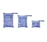 Hixingo 3 Pièces Sac à Couches Simple Design, Réutilisable Sac à Maillot Mouillé Étanche Organiseur Pochette Couche Lavable, Eclair Wetbag de Voyage avec Fermeture Eclair (Bleu)