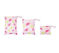 Hixingo 3 Pièces Sac à Couches Simple Design, Réutilisable Sac à Maillot Mouillé Étanche Organiseur Pochette Couche Lavable, Eclair Wetbag de Voyage avec Fermeture Eclair (Rose)