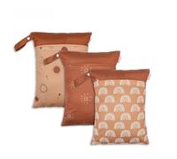 Hixingo 3 Pièces Sac à Couches Style Nordique, Réutilisable Sac à Maillot Mouillé Étanche Organiseur Pochette Couche Lavable, Eclair Wetbag de Voyage avec Double Fermeture Eclair (Arc-en-Ciel)